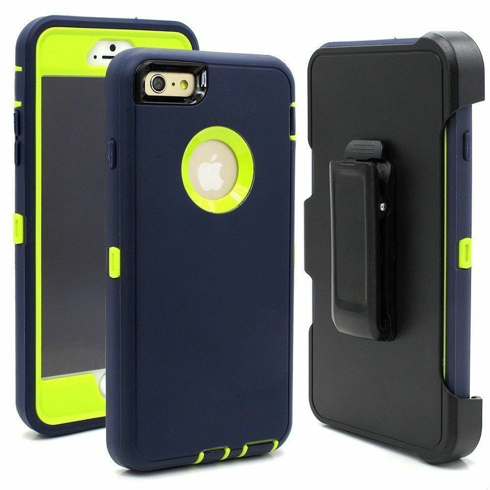 Premium Armor Heavy Duty Case with Clip for iPHONE 8 / 7 / 6S / 6 (Navy Blue Green)